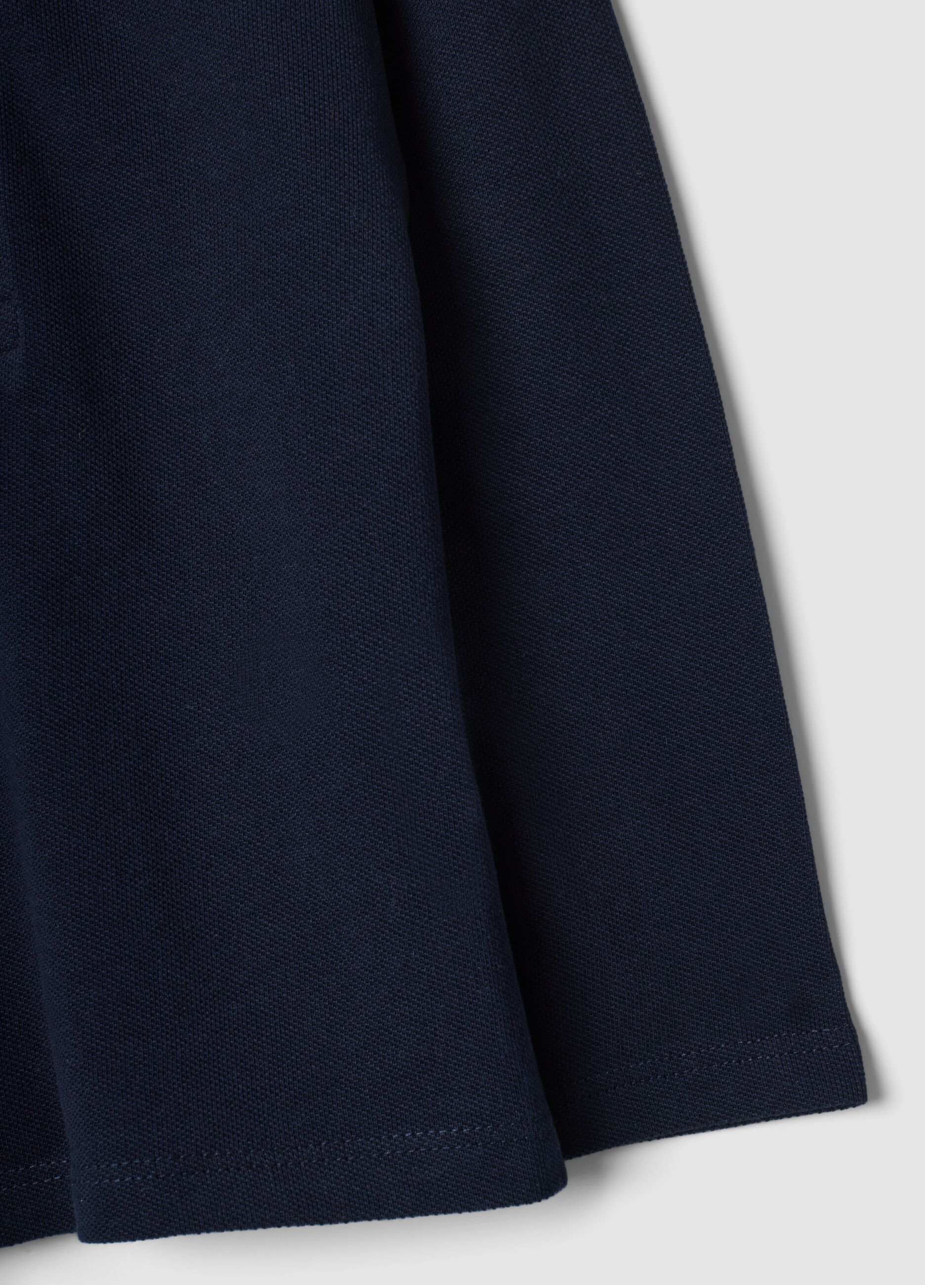Blue long-sleeved organic cotton polo shirt
