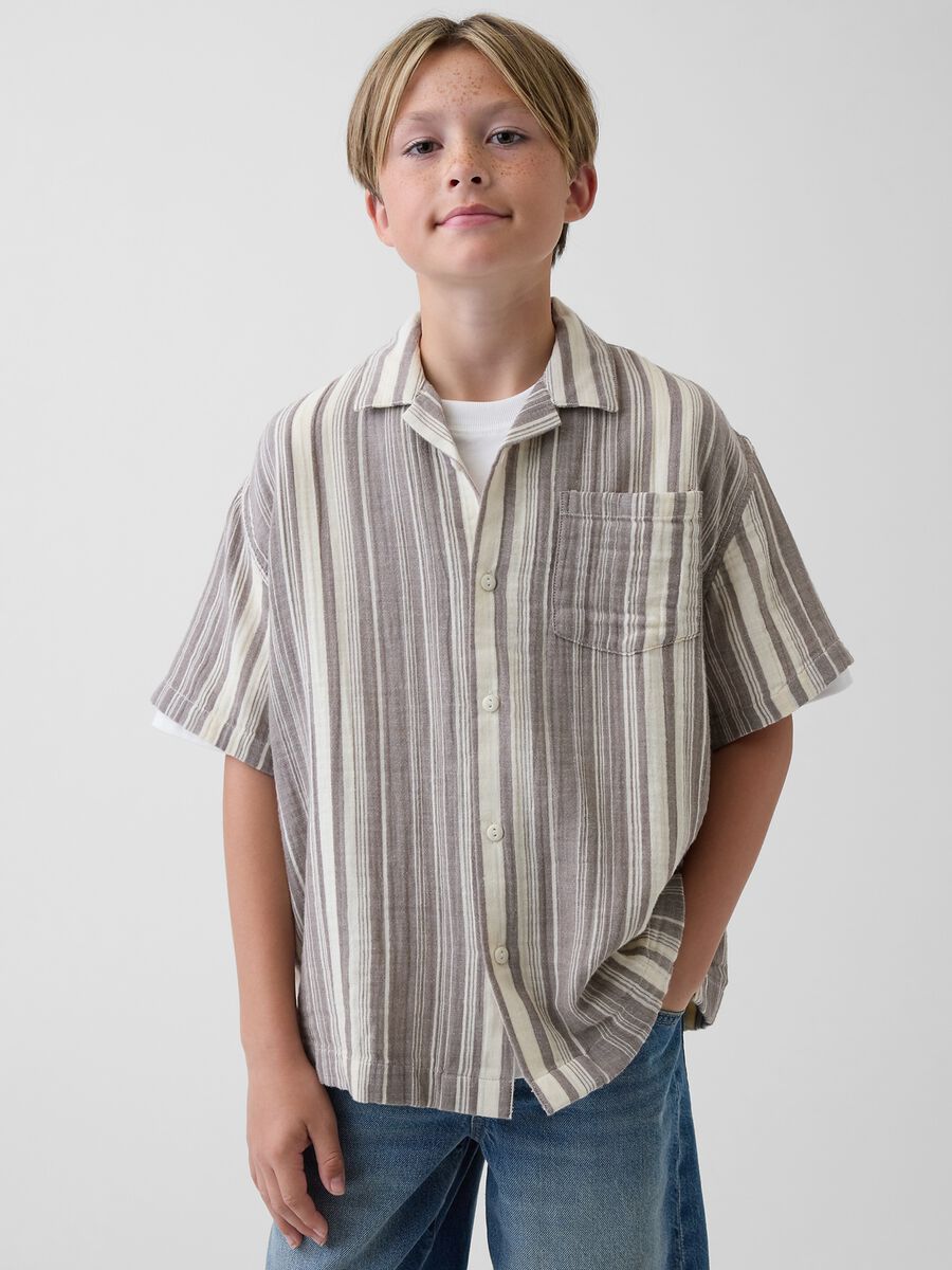 Pure cotton striped shirt_0