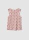 Pink ribbed stretch-cotton tank top with floral print_1