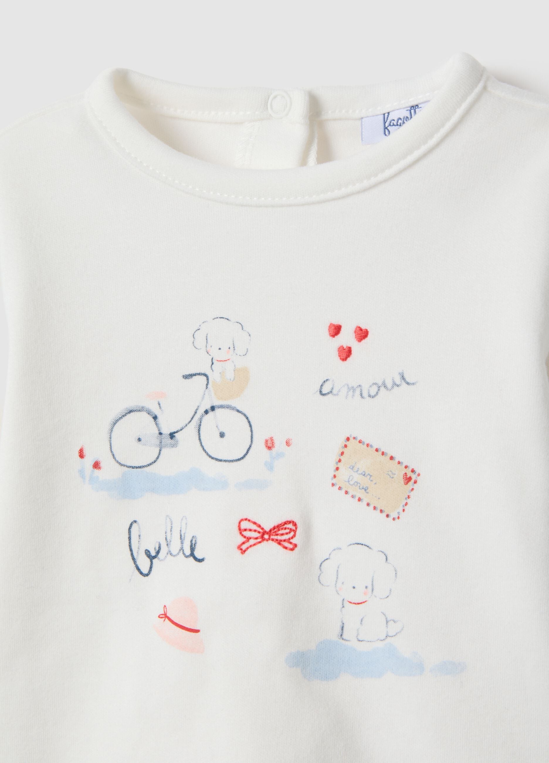 White pure cotton baby top regular fit with designs