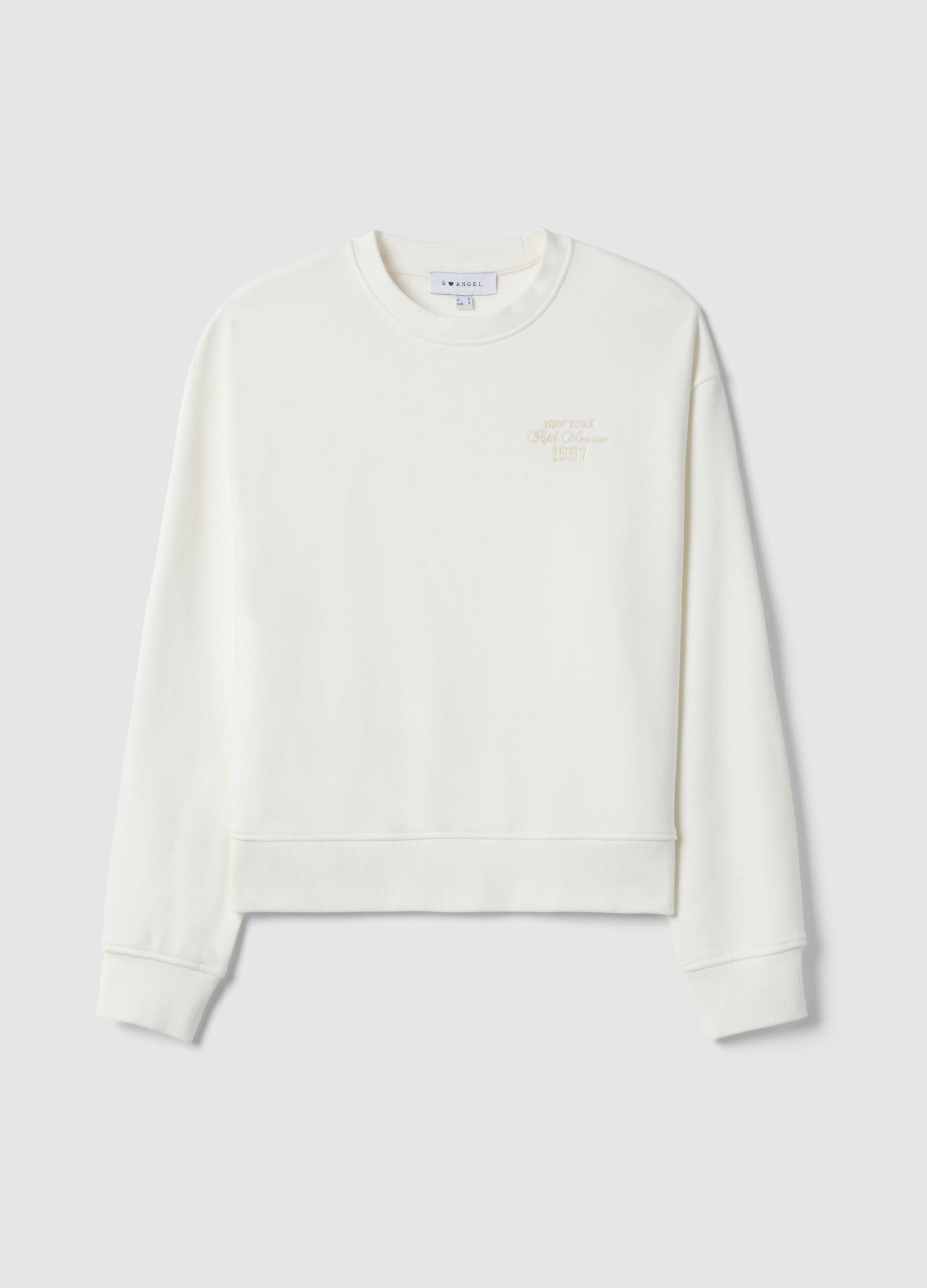 White crewneck sweatshirt in cotton blend regular fit with writing
