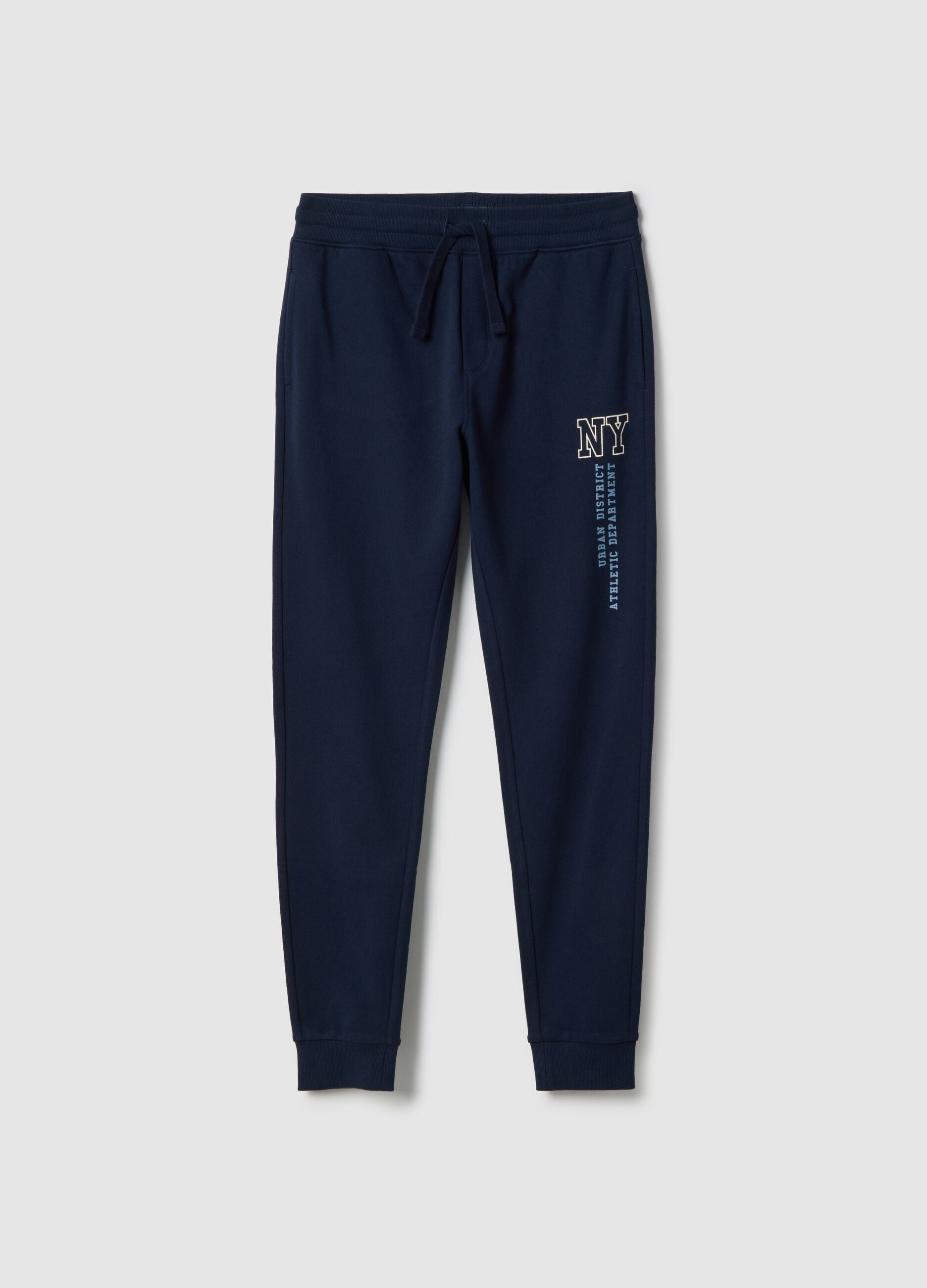 Regular fit boys' blue pure cotton joggers