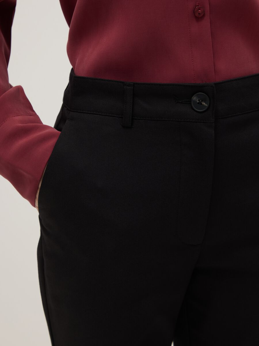 Black stretch regular fit trousers_4