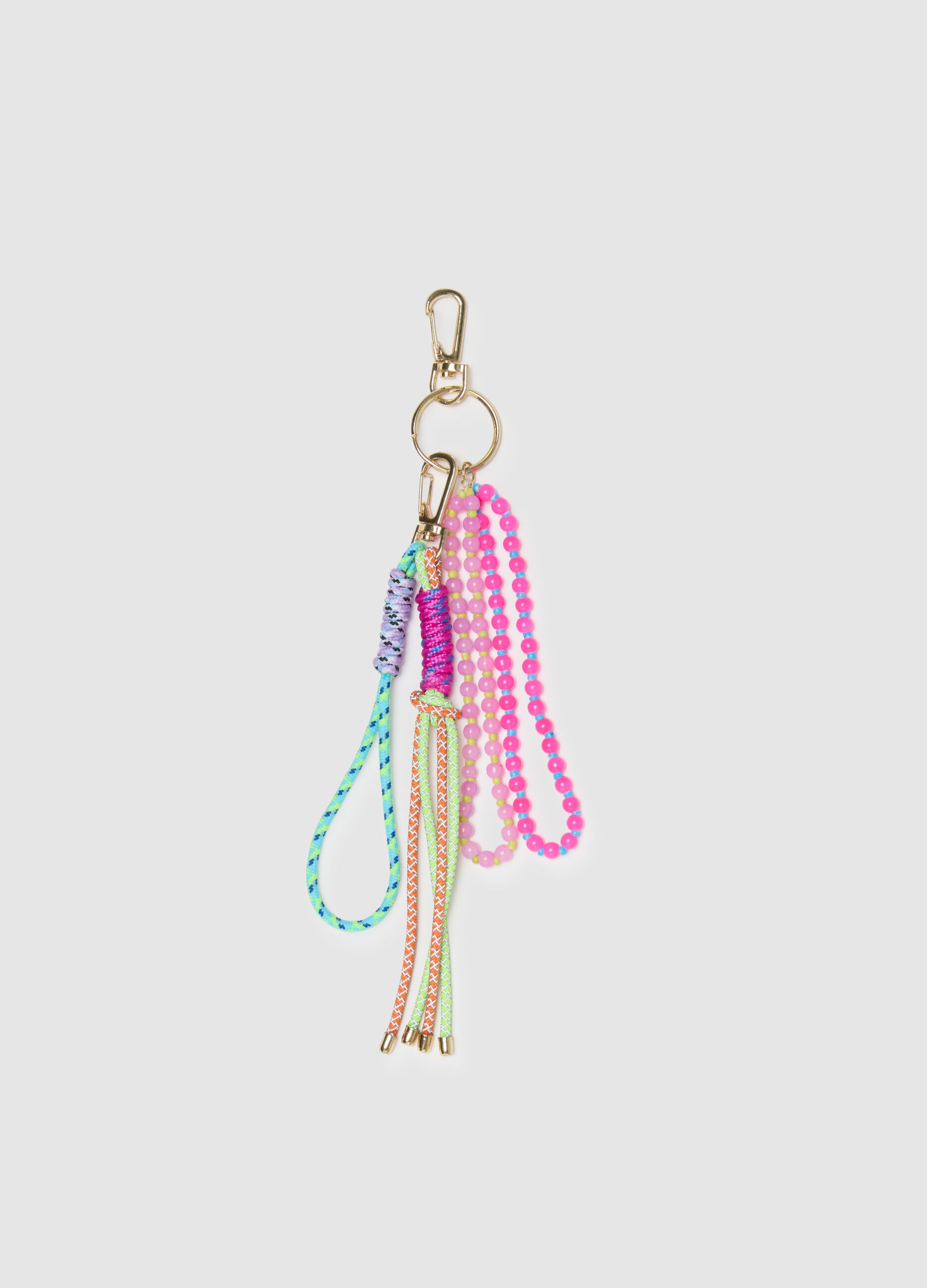 Multicolour mixed keychain with beads and cords