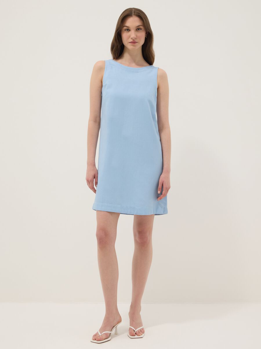 Light blue regular-fit dress in a viscose, cotton and linen blend_0