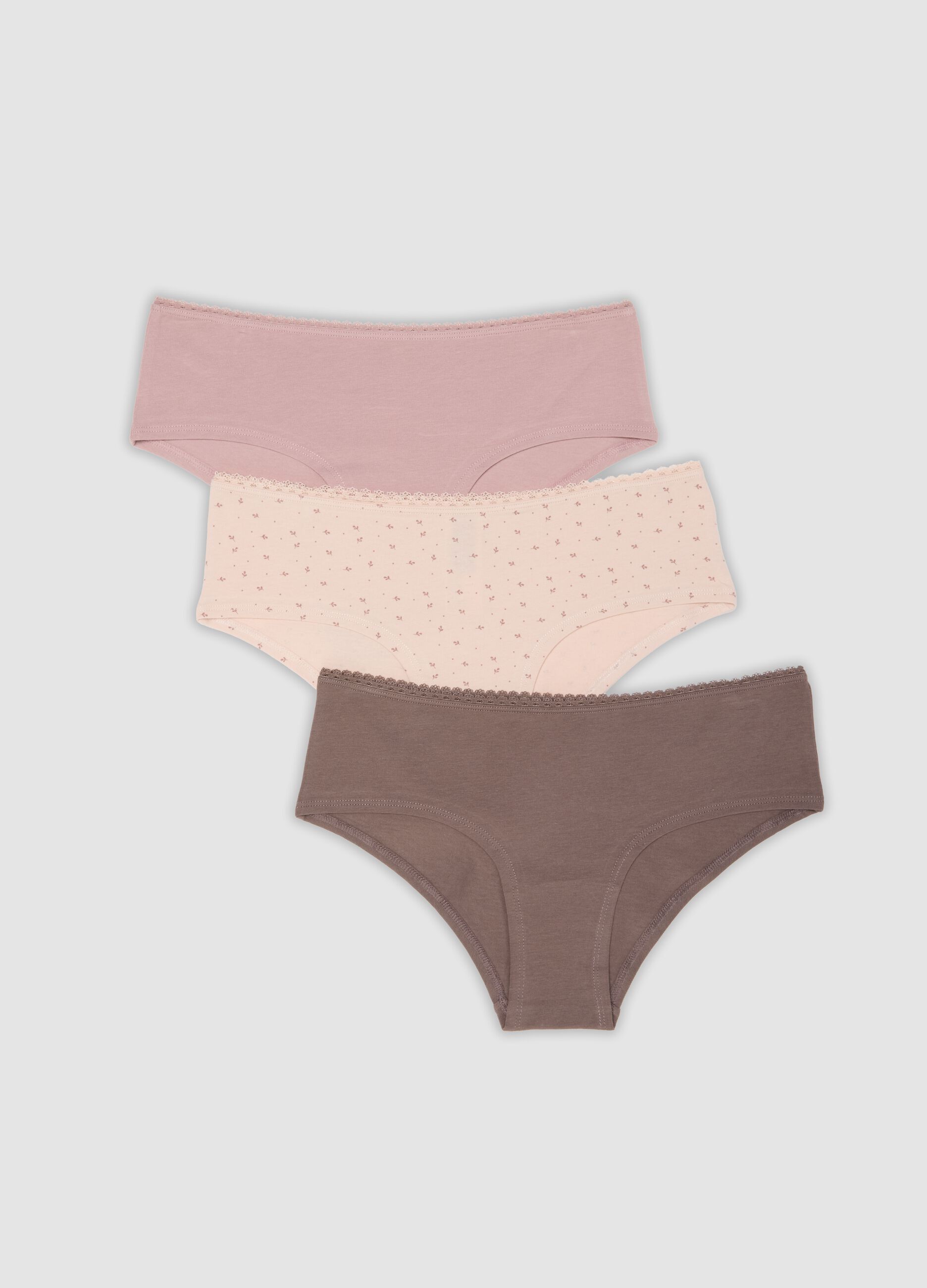 3-pack of multicolour organic stretch cotton hipster briefs