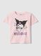 Pink stretch cotton girl's regular fit T-shirt with Kuromi_0