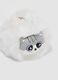 White keyring with pom-pom and kitten charm for girls_1