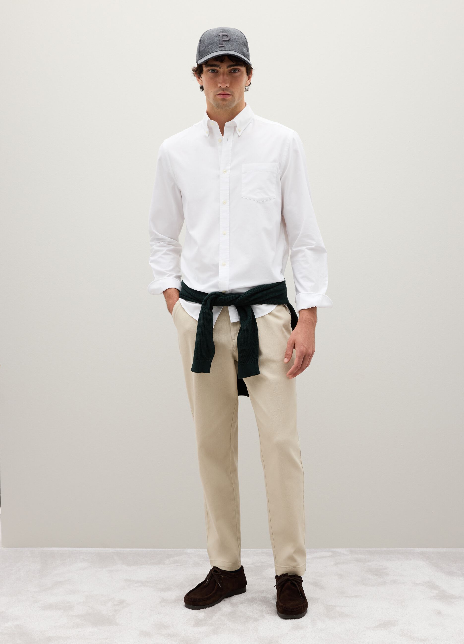 Oxford cotton shirt with button-down collar