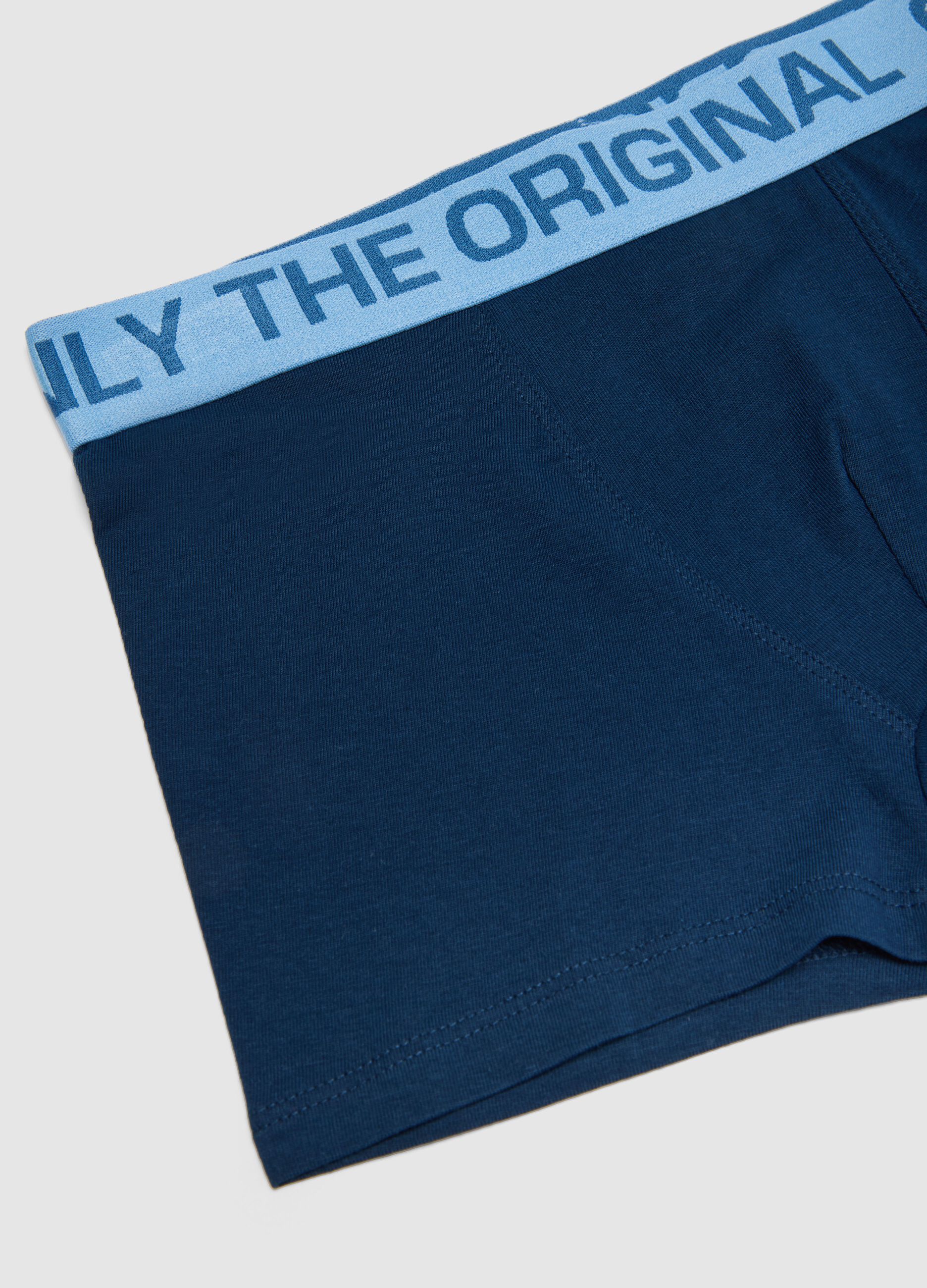 Boys' Regular Fit Pack of Three Stretch Cotton Blue Boxers