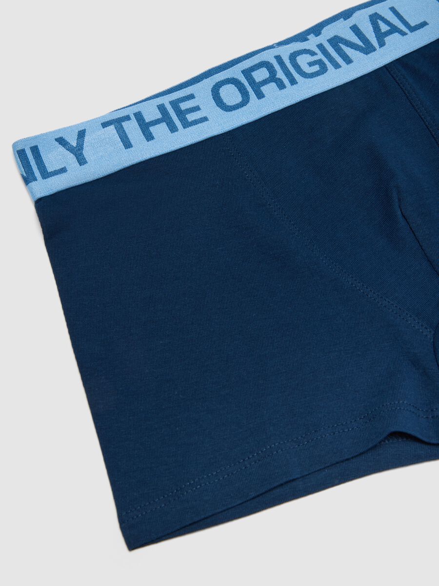 Boys' Regular Fit Pack of Three Stretch Cotton Blue Boxers_3