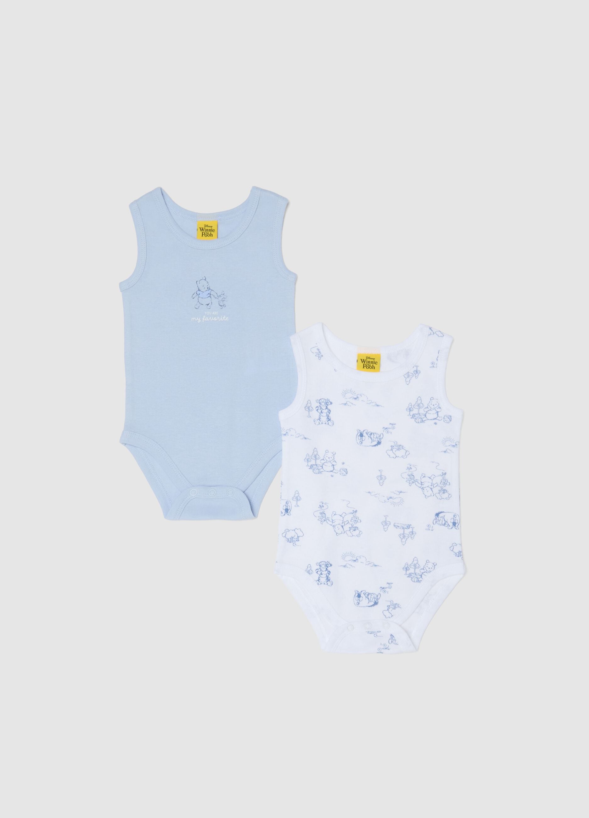 Pack of multicolour newborn cotton bodysuits with Winnie-The-Pooh