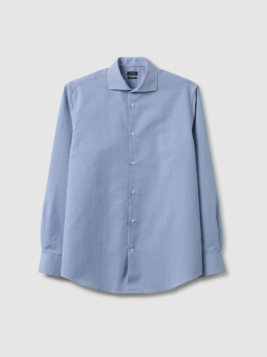 Light blue checked pure cotton regular fit easy iron shirt_4