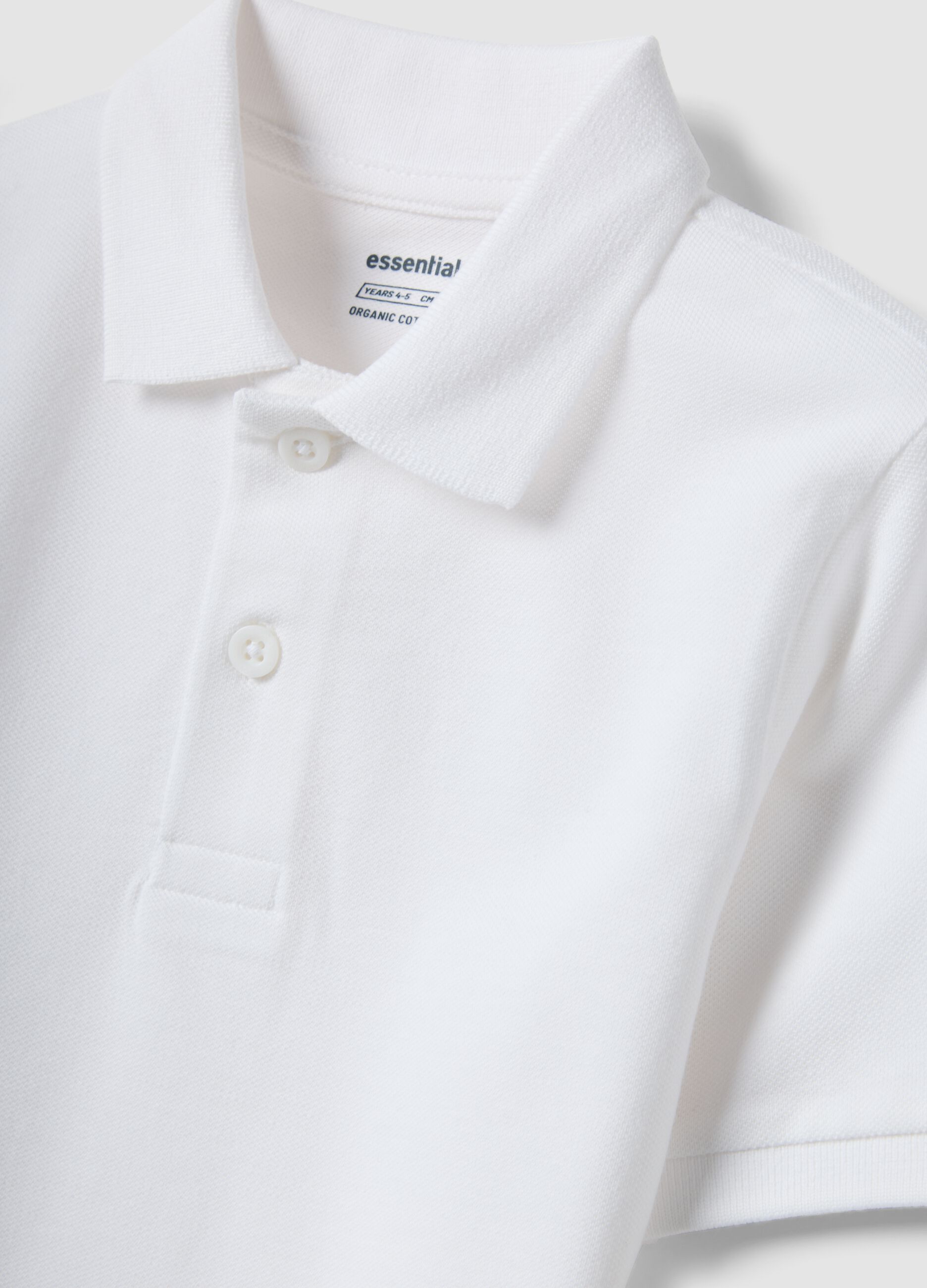Boys&rsquo; white organic cotton polo shirt, regular fit