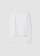 White cotton blend slim fit boat neck top for girls_3
