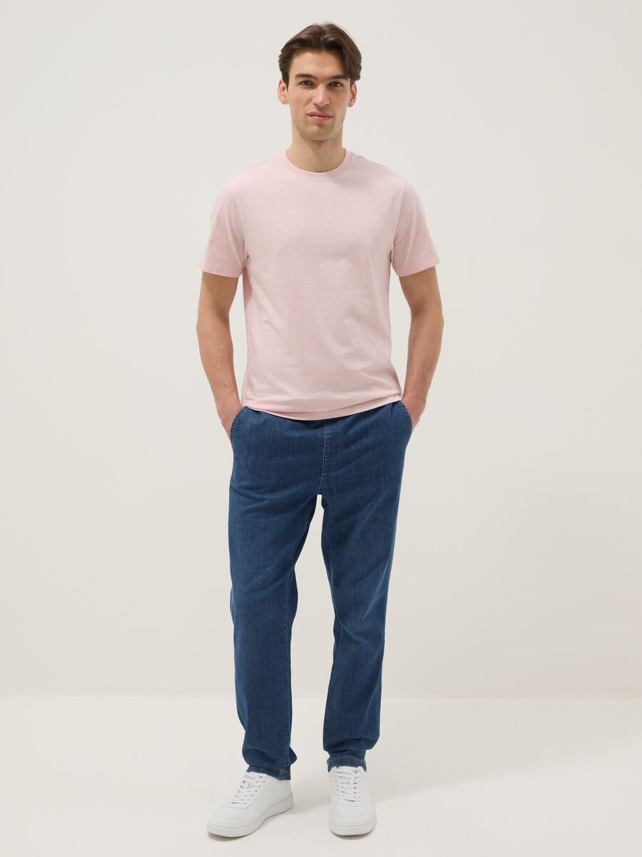Regular fit stretch cotton denim blue jeans_0