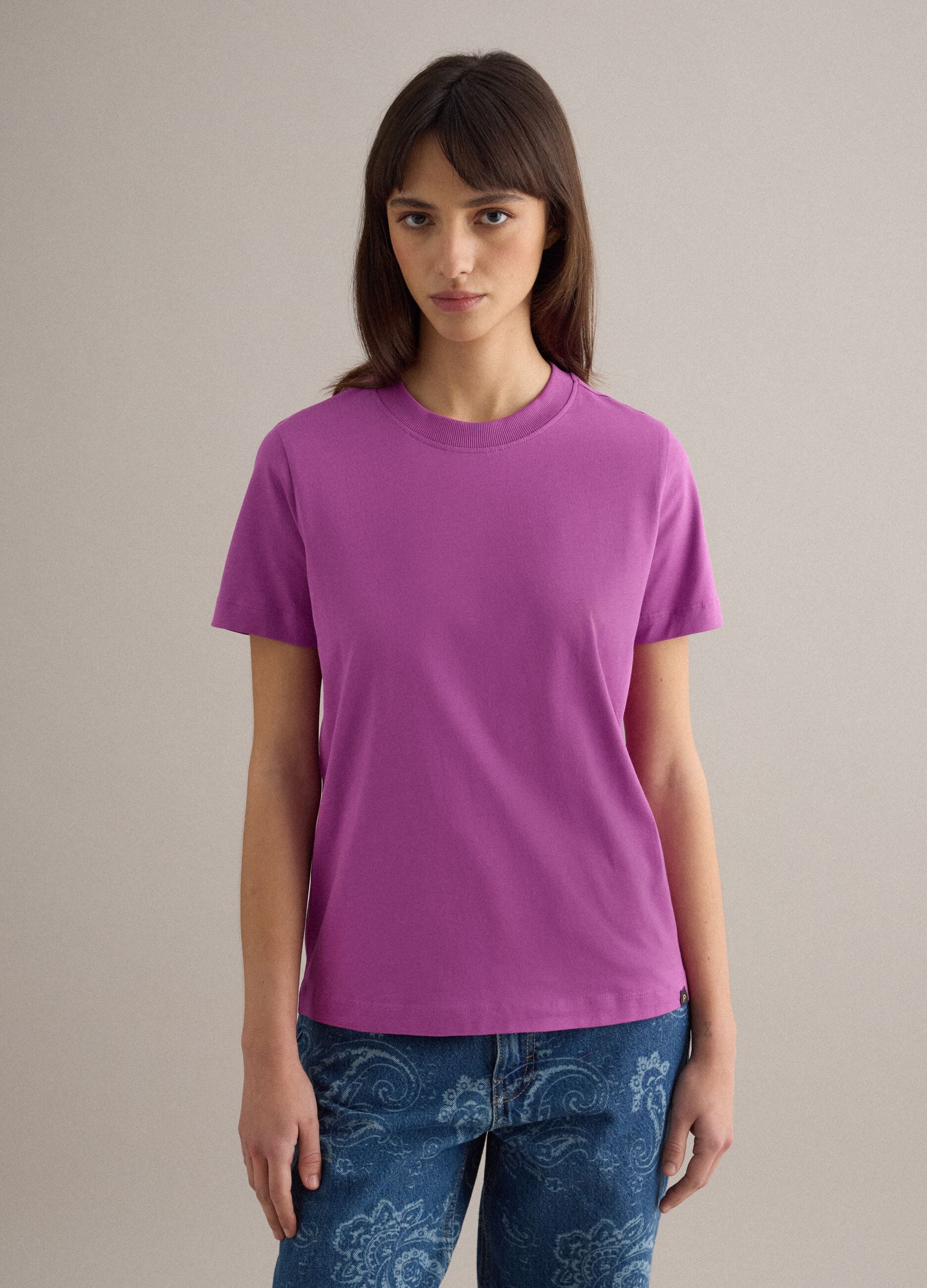 Viola Cotton Crew Neck T-shirt, Regular Fit