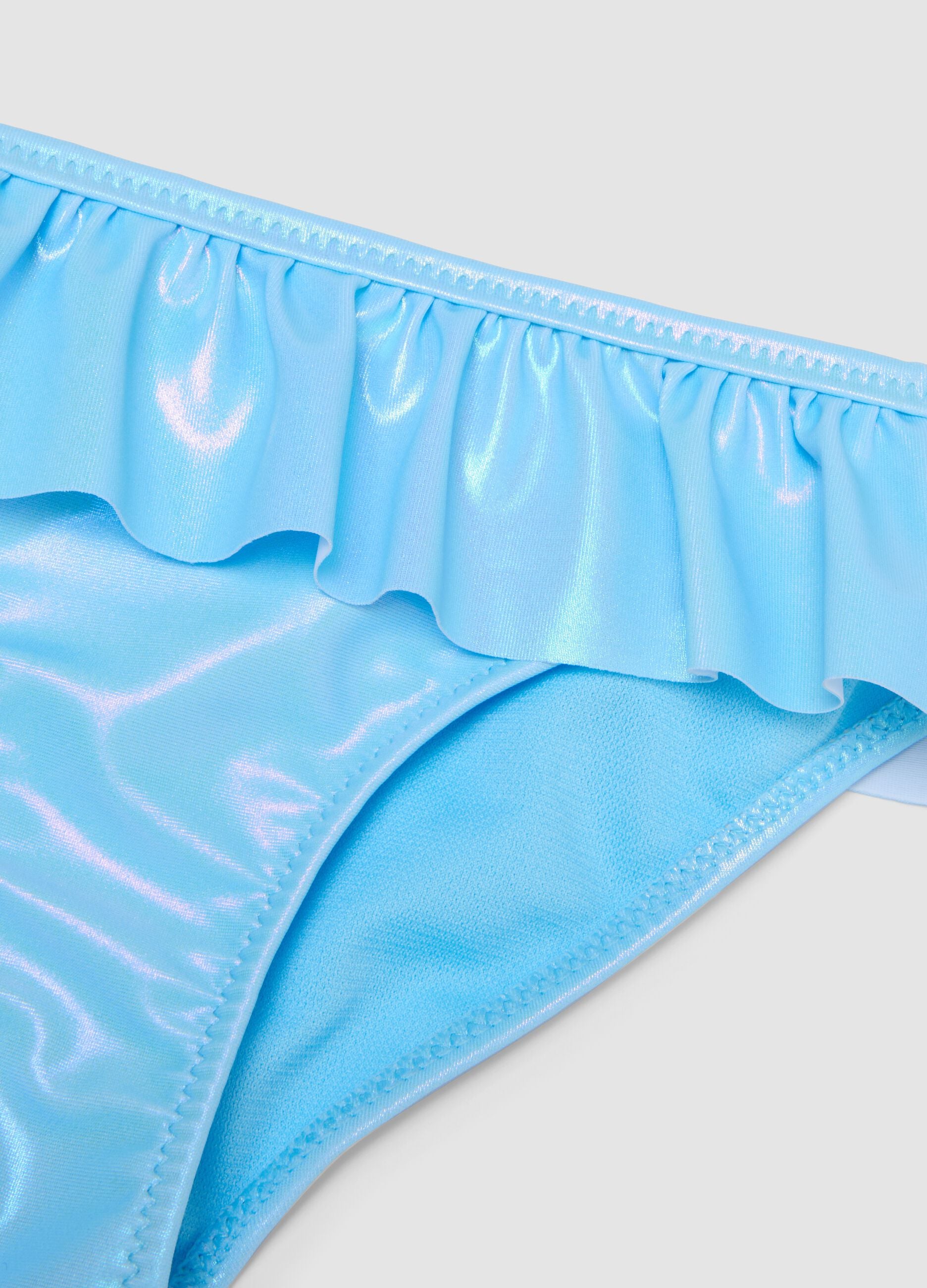 Blue stretch bikini with frills