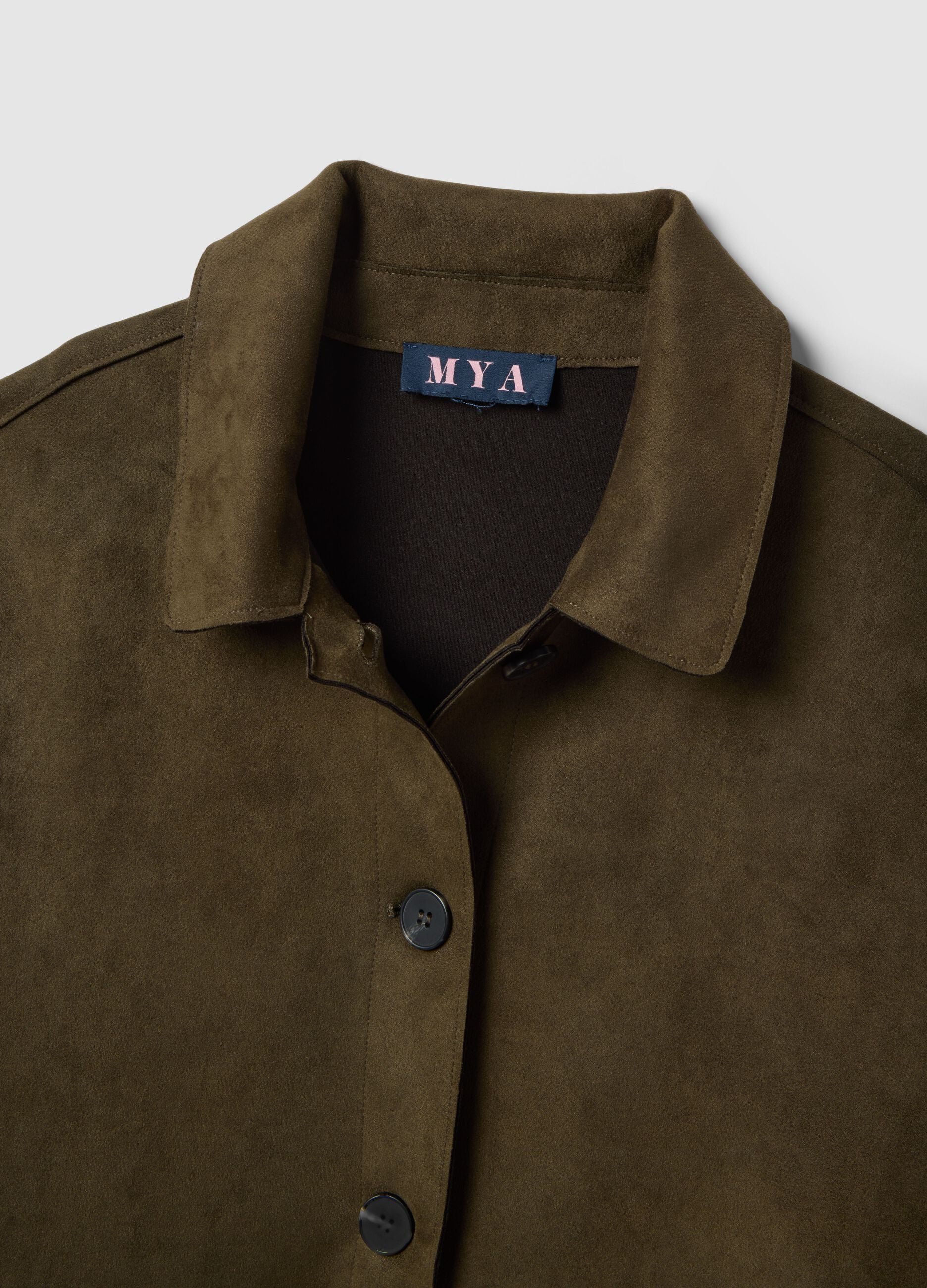 Green regular fit jacket with collar and buttons