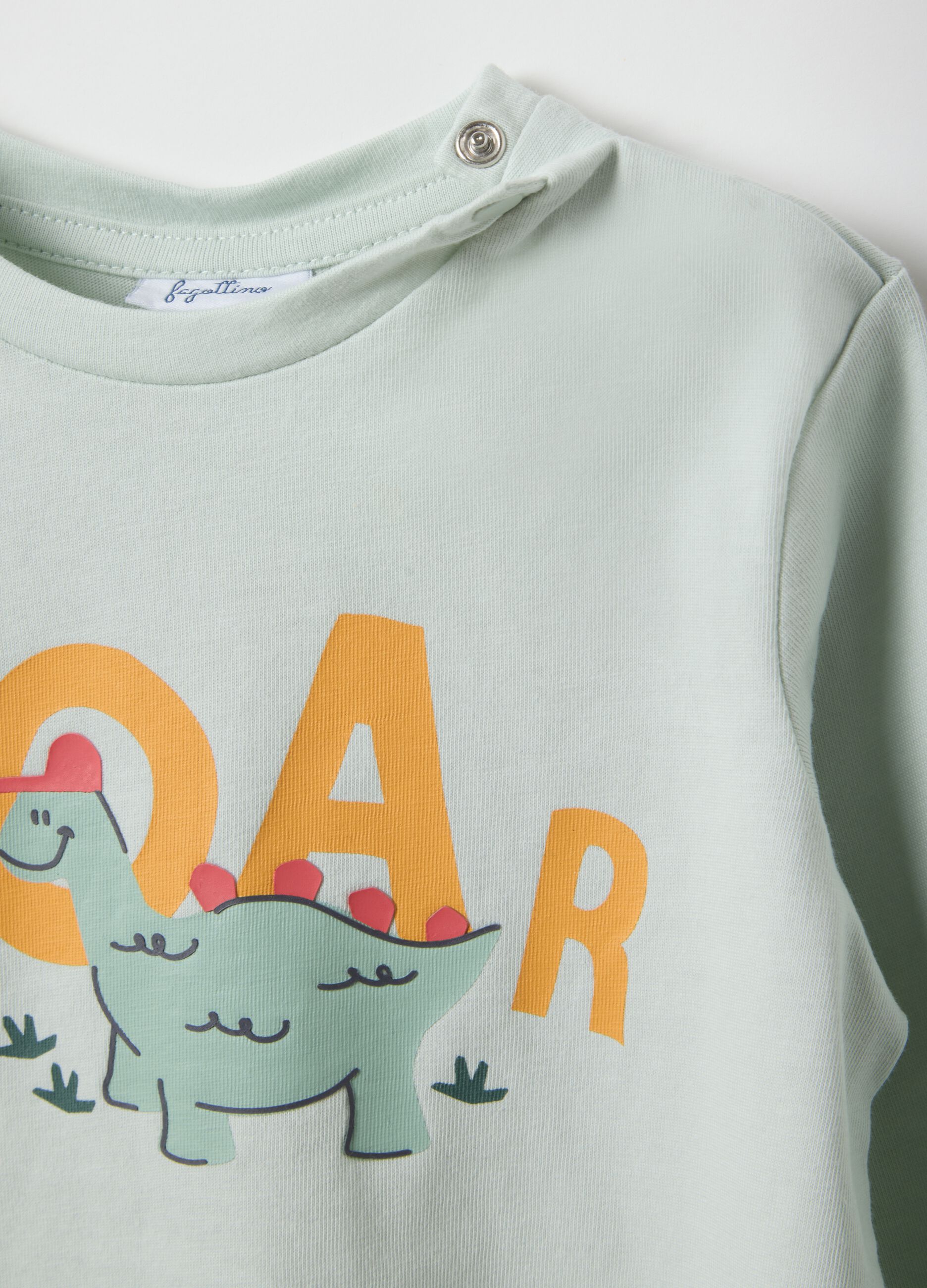 Baby regular fit green pure cotton t-shirt with print
