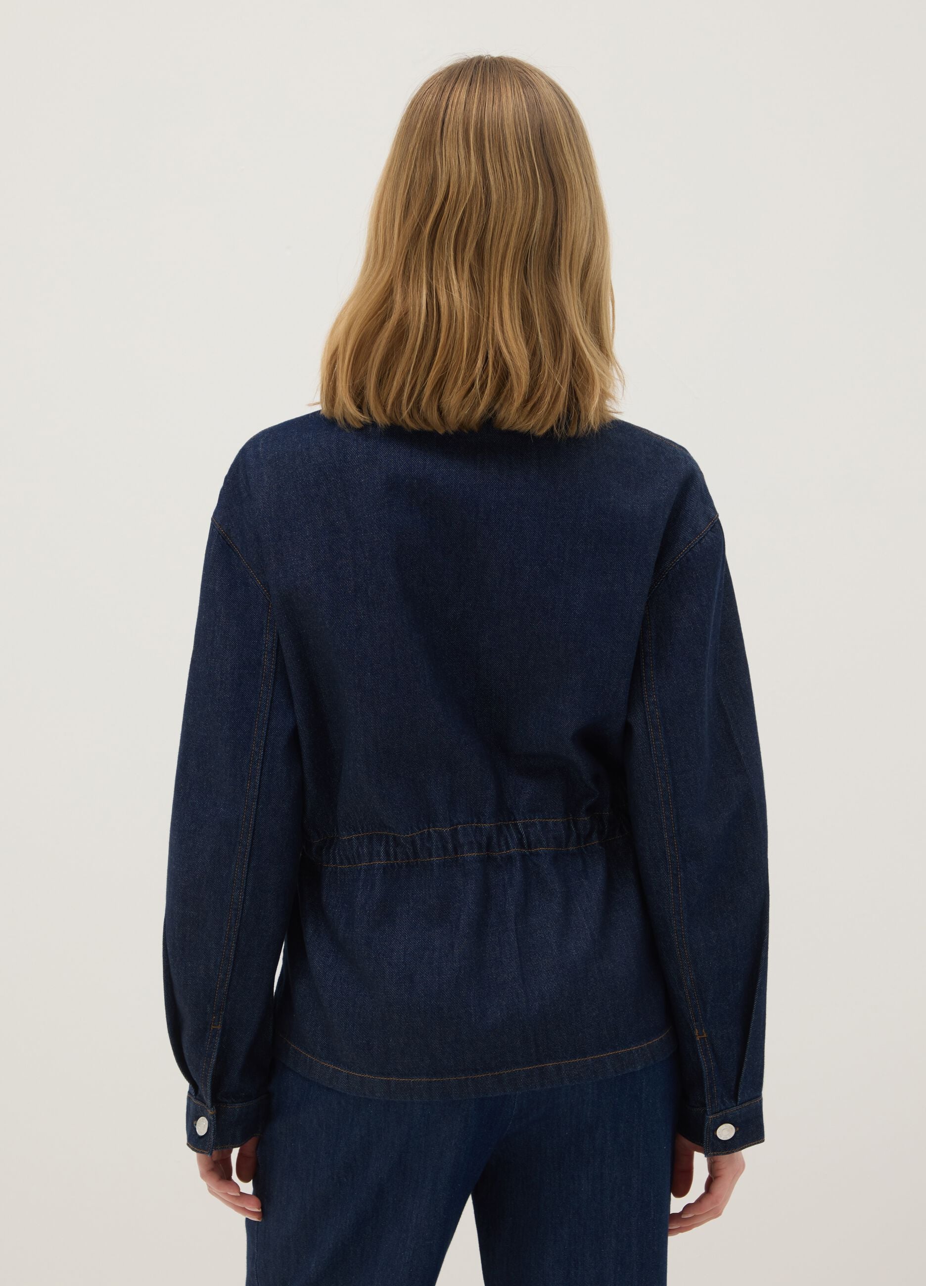 Blue denim jacket in pure cotton regular fit with buttons