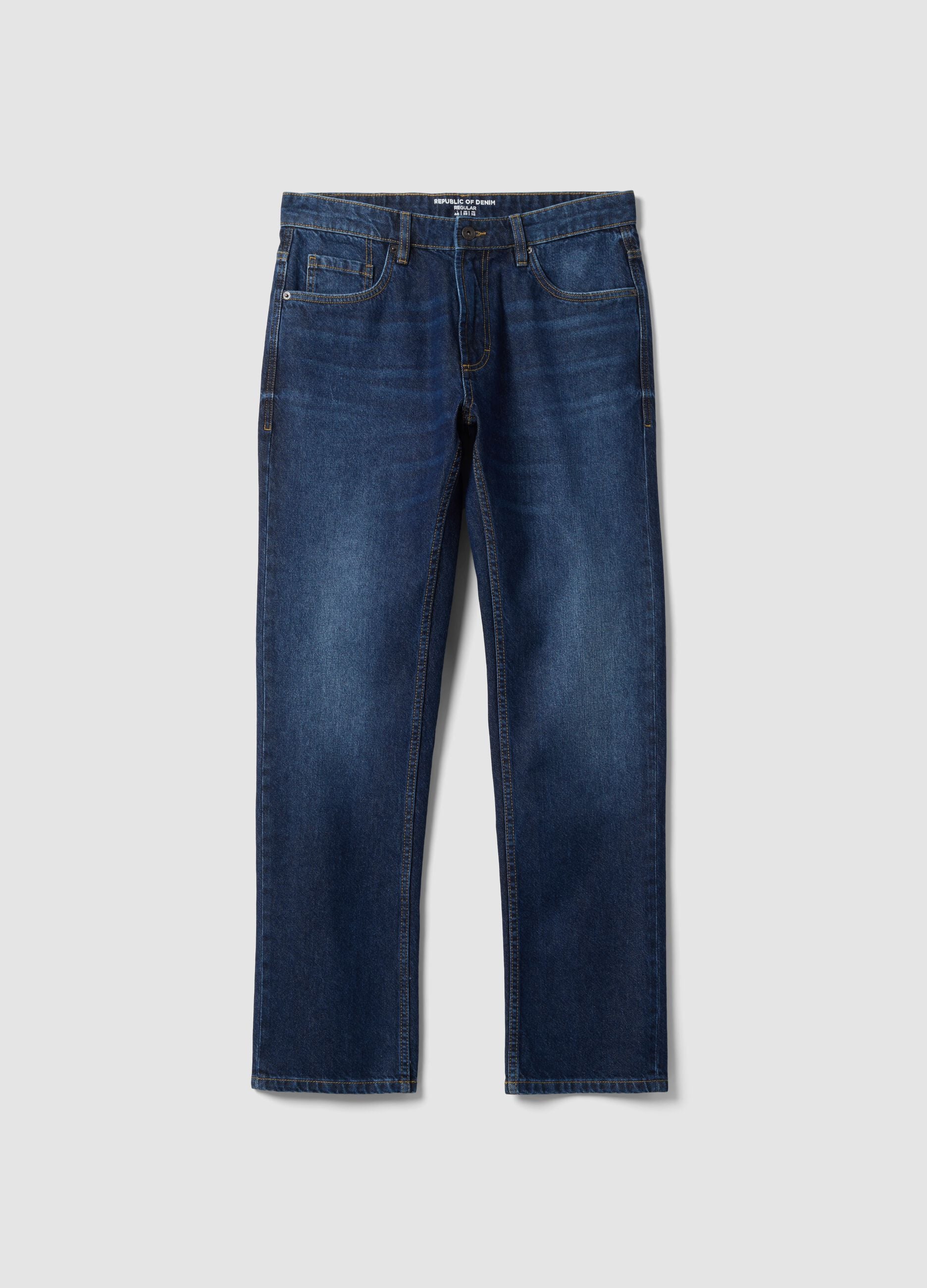 Regular-fit pure cotton denim jeans