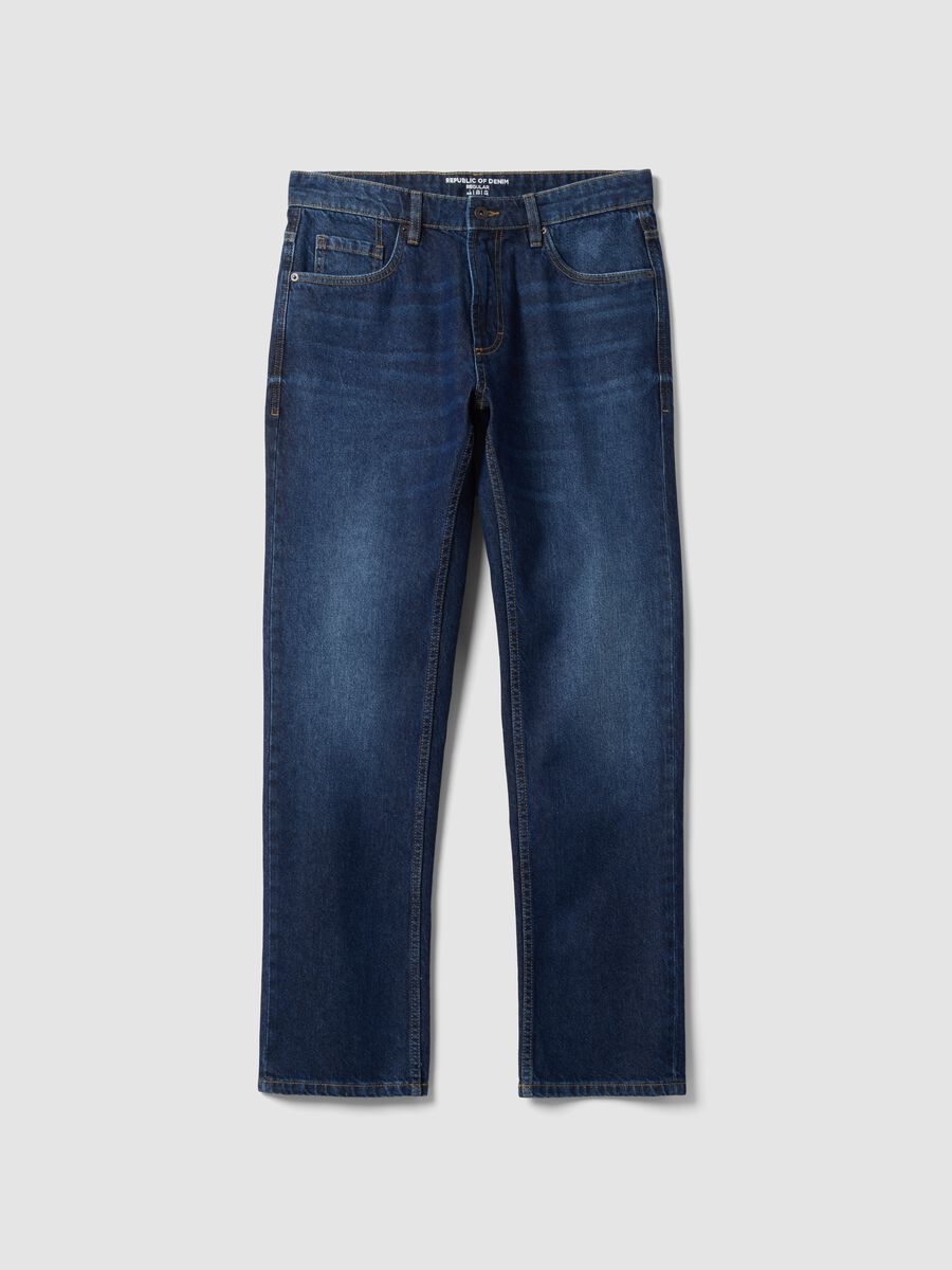 Regular-fit pure cotton denim jeans_0