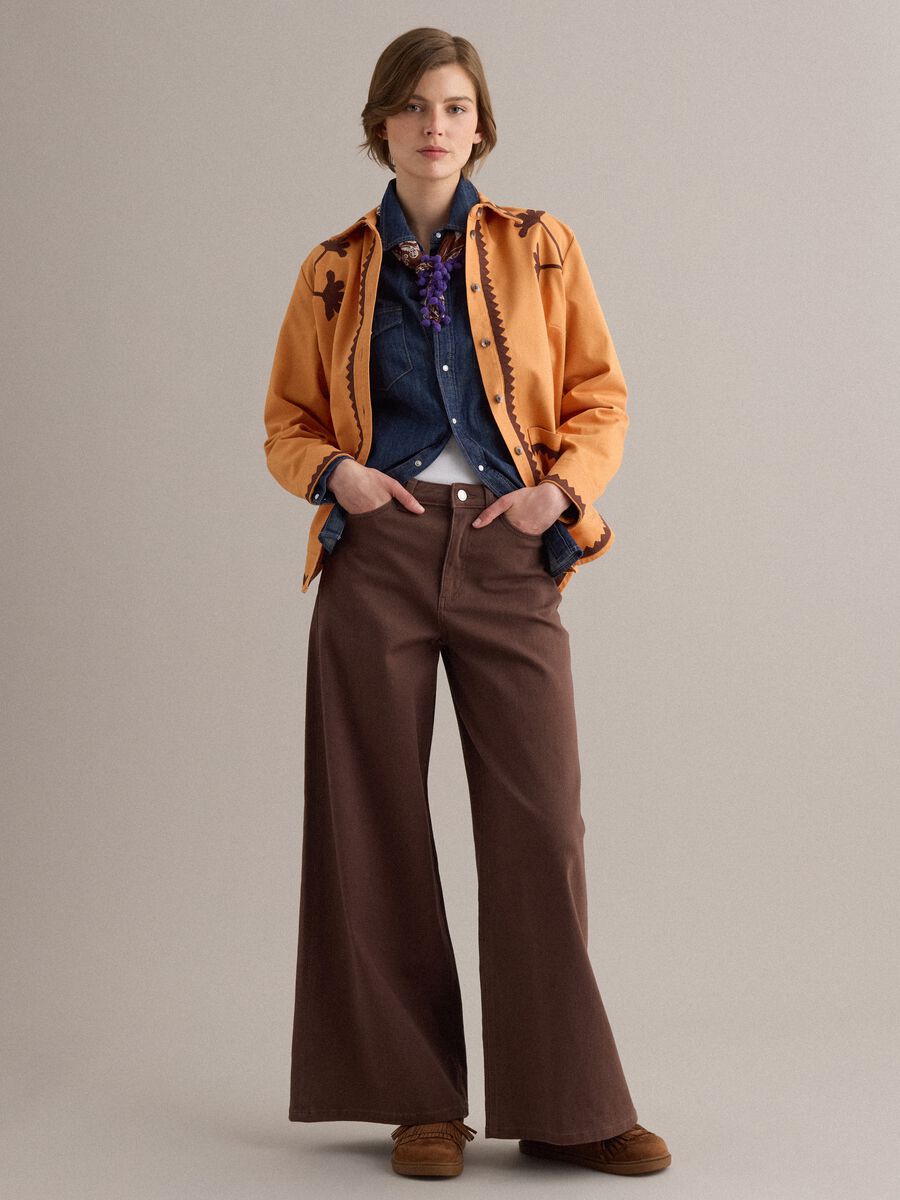 Orange pure cotton jacket with contrast embroidery_1