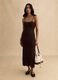 Brown pure cotton slim fit dress with knitted texture_1
