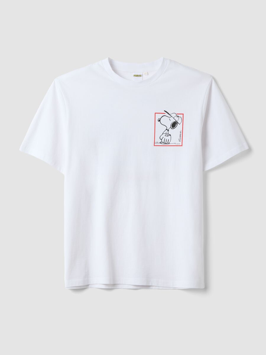 White pure cotton Peanuts print T-shirt, relaxed fit_4
