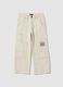 Beige cotton trousers for children_0