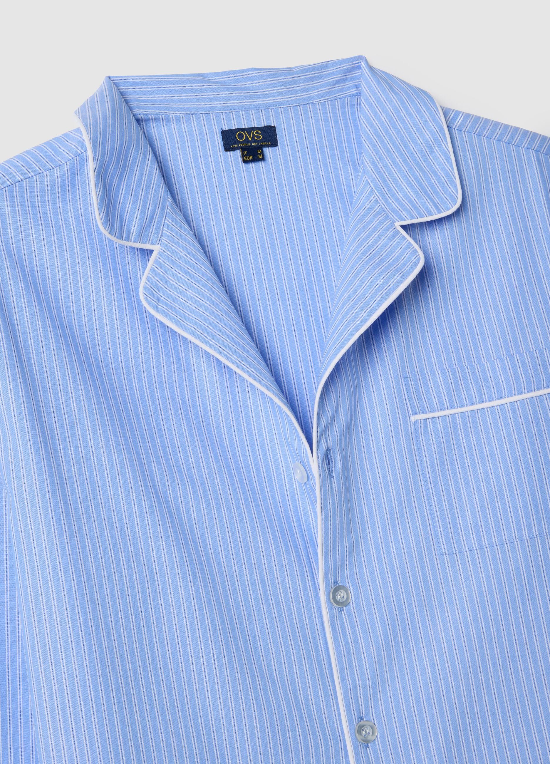 Blue striped pure cotton pyjamas with regular fit