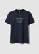 Blue pure cotton T-shirt with front print, regular fit_4