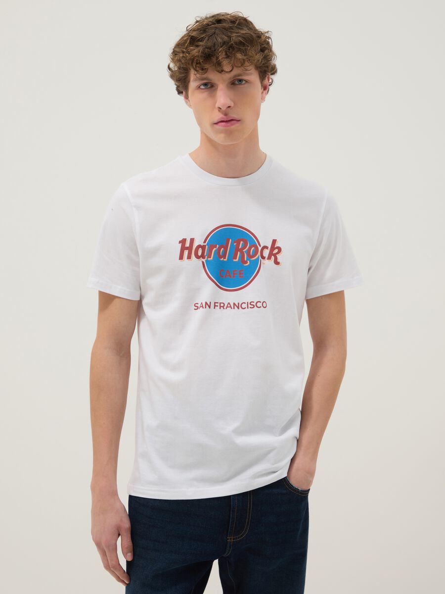 White pure cotton regular-fit T-shirt with Hard Rock Cafe print_0