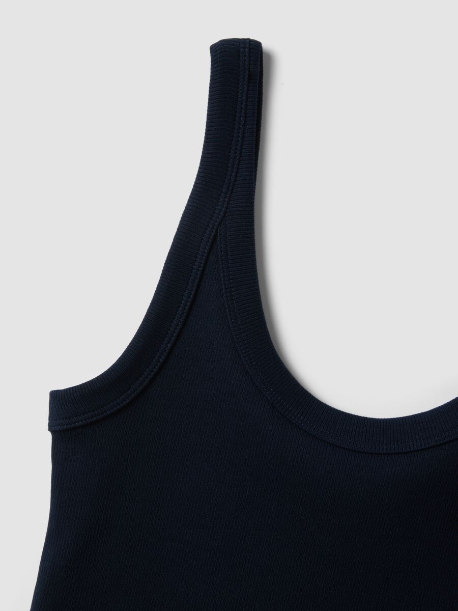 Canotta fitted in cotone elasticizzato blu_5