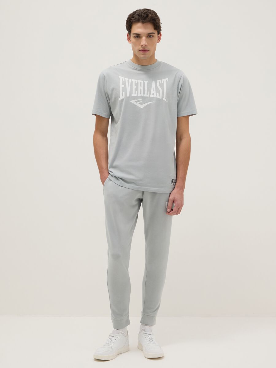 Grey pure cotton regular fit T-shirt with Everlast logo_1