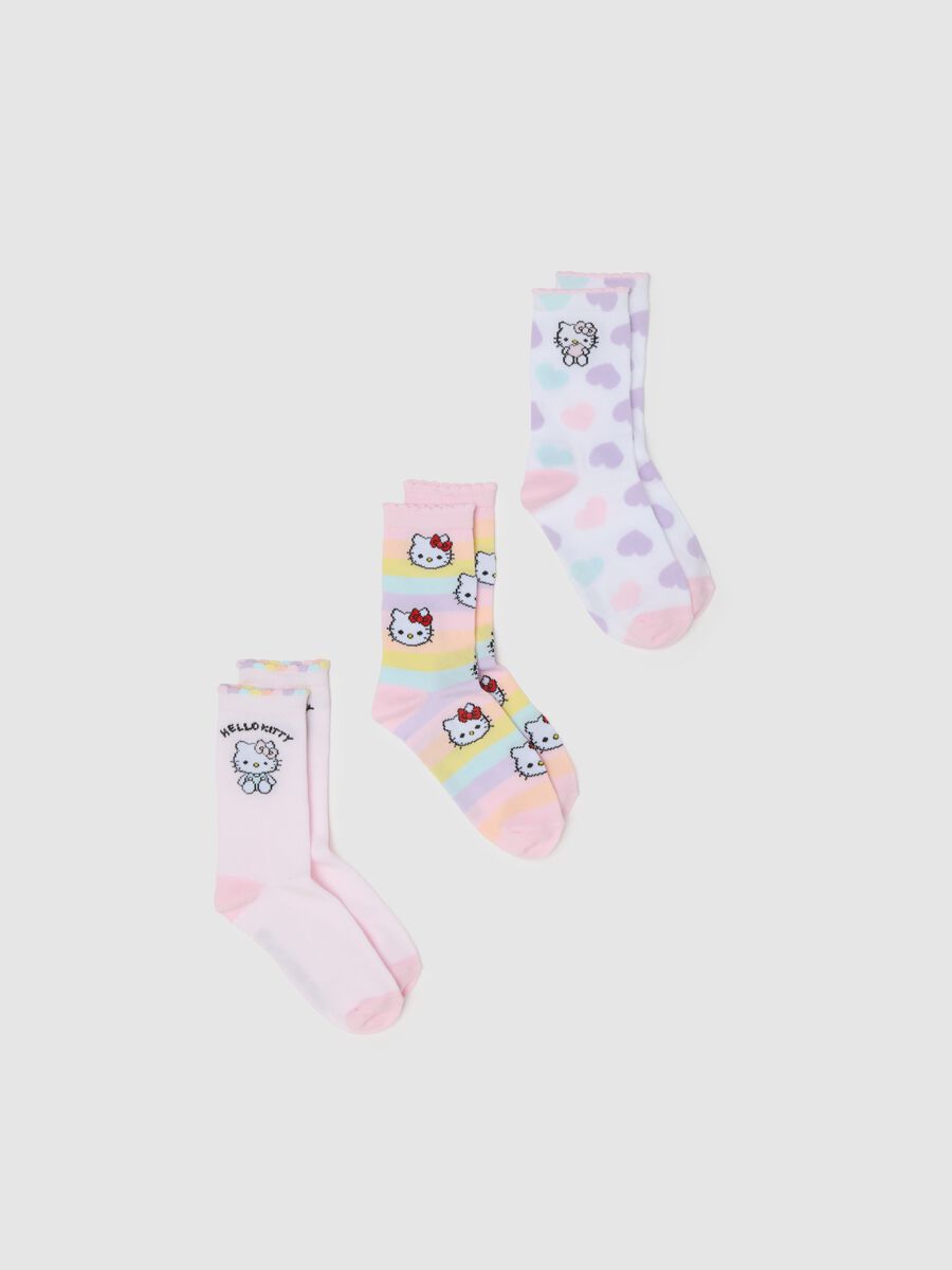 Multicoloured cotton blend girl's regular fit socks pack with prints_0