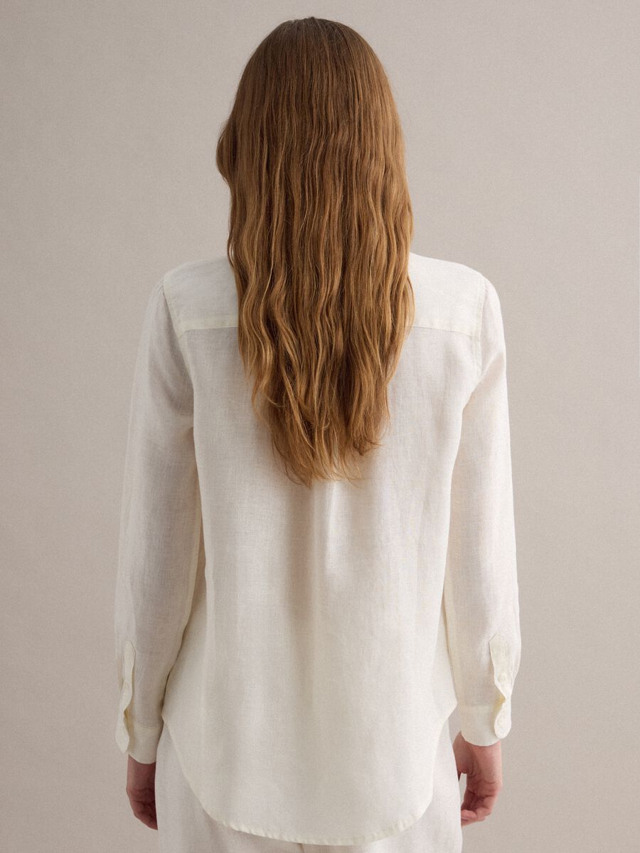 Regular fit pure white linen shirt_3