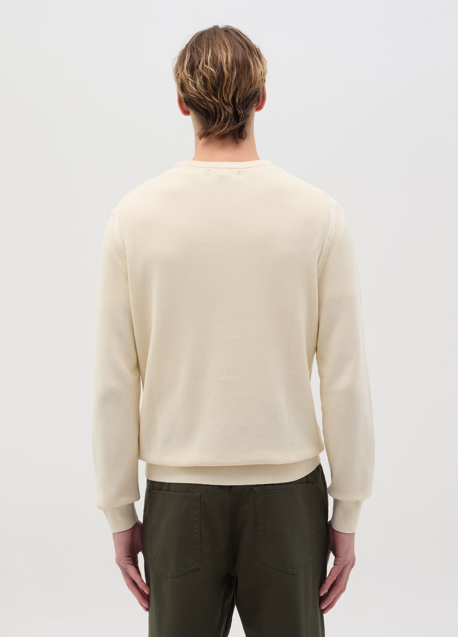 Cotton pullover with micro weave