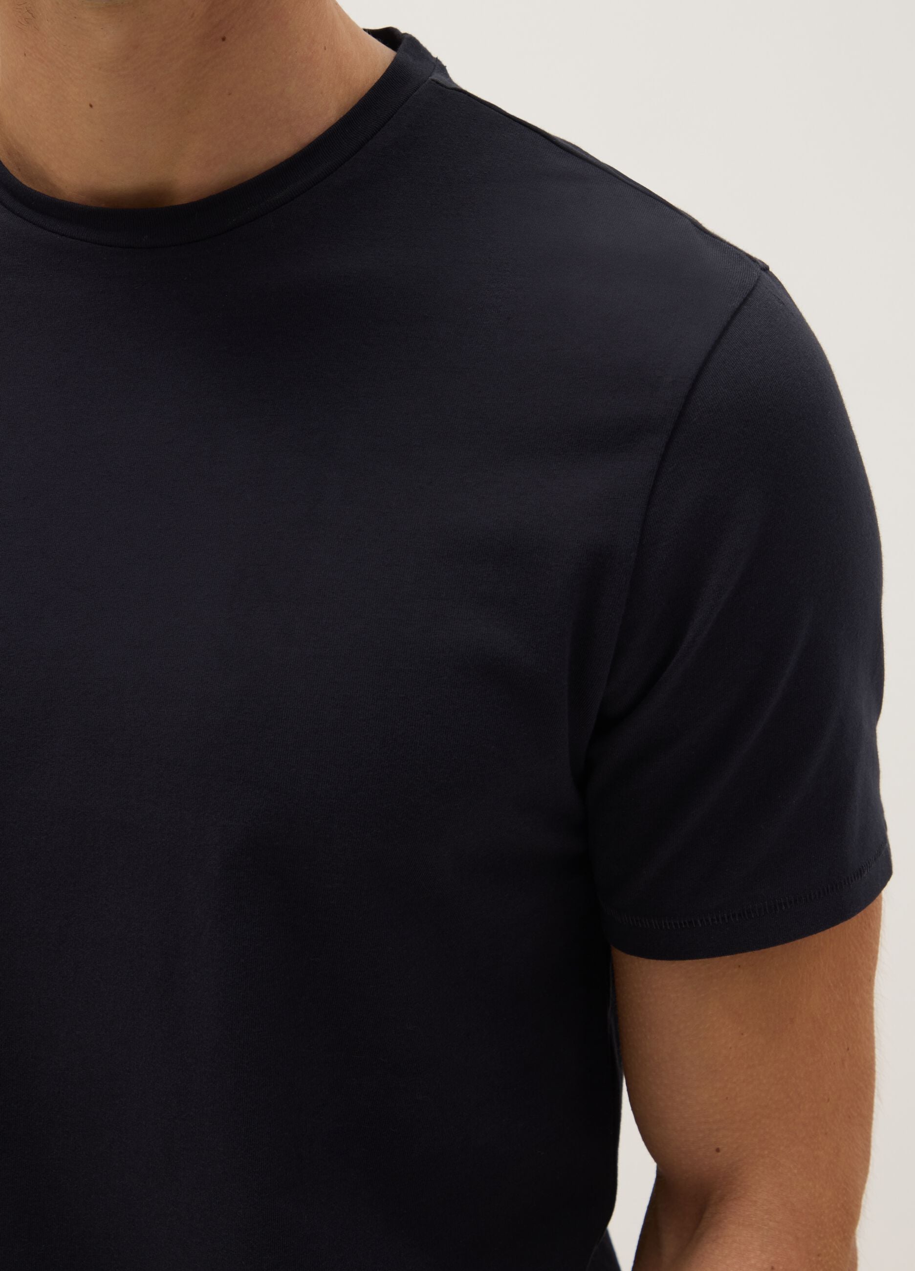 Black slim fit stretch cotton T-shirt