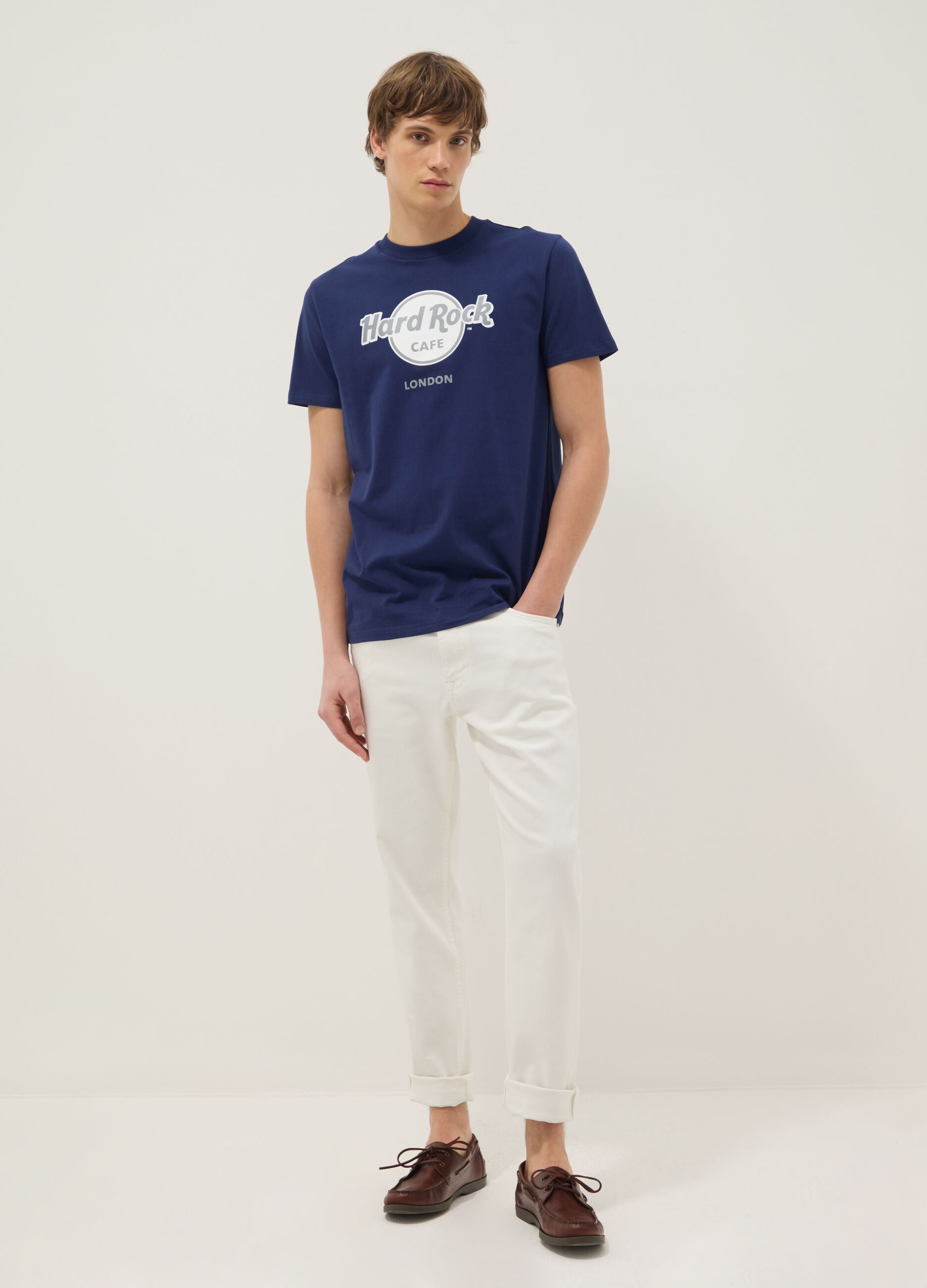 Blue Pure Cotton Regular Fit T-shirt with Hard Rock Cafe Logo