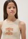 Beige fitted cotton-stretch printed vest top for girls_2