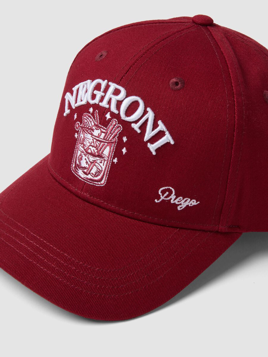 Red pure cotton baseball cap with Negroni embroidery_1