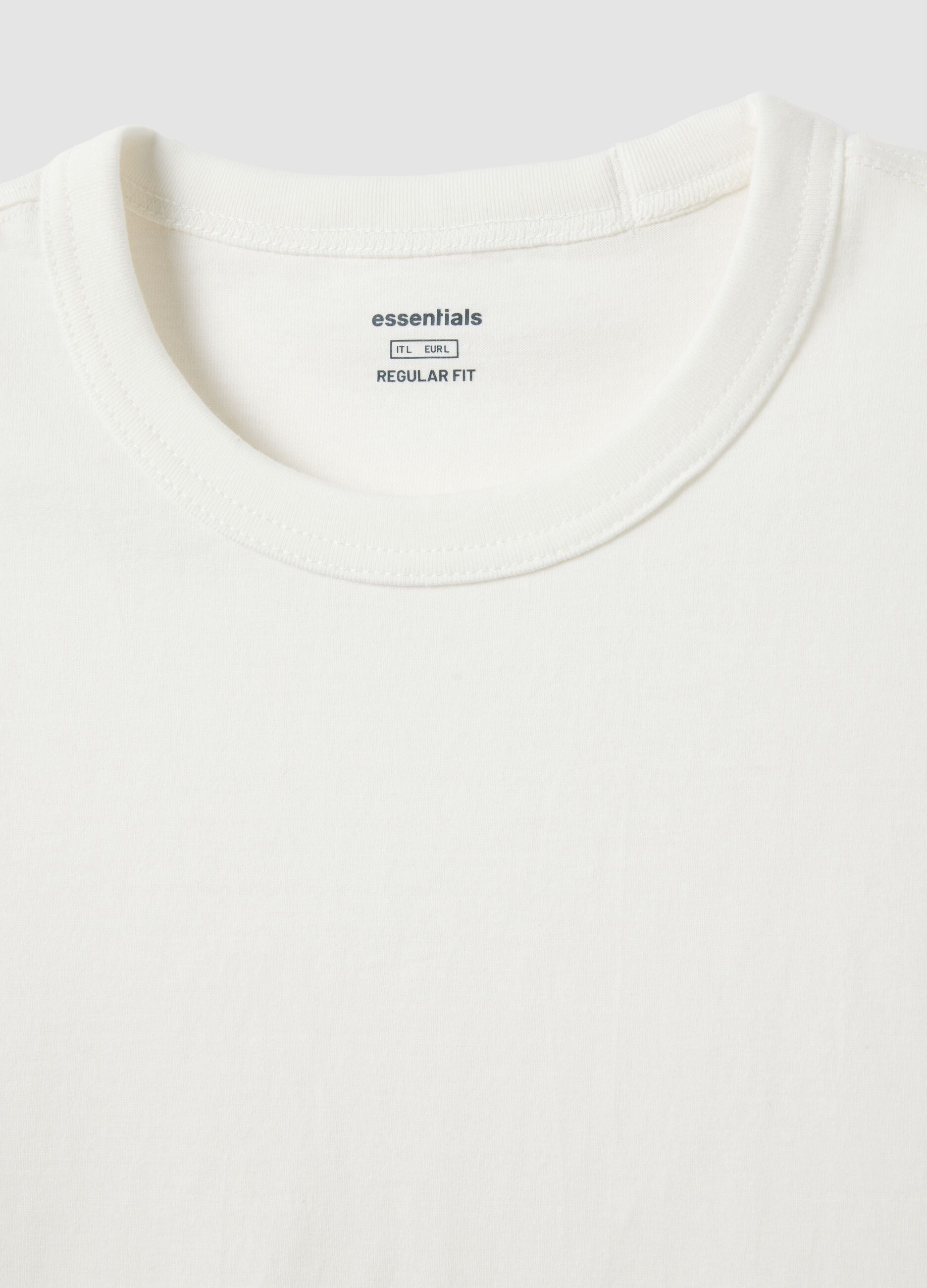 White pure cotton short sleeve t-shirt regular fit