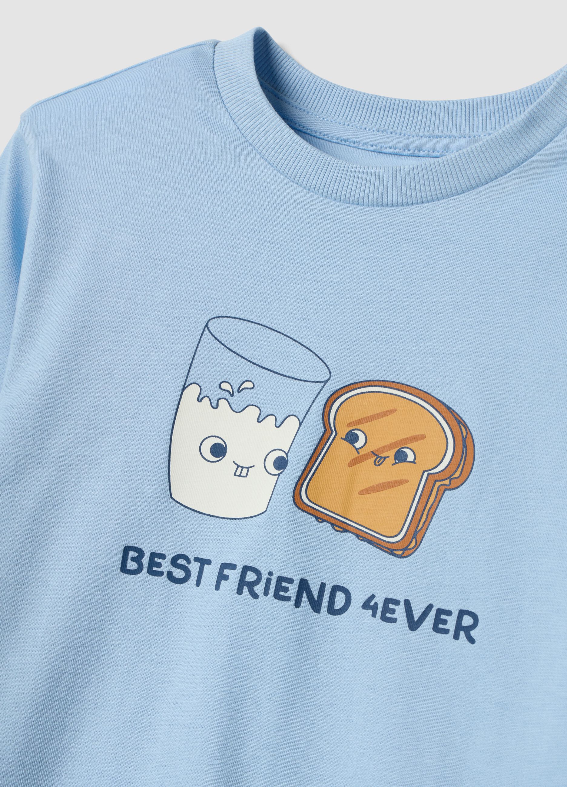 Light blue organic cotton pyjamas with "Best Friend 4 Ever" print