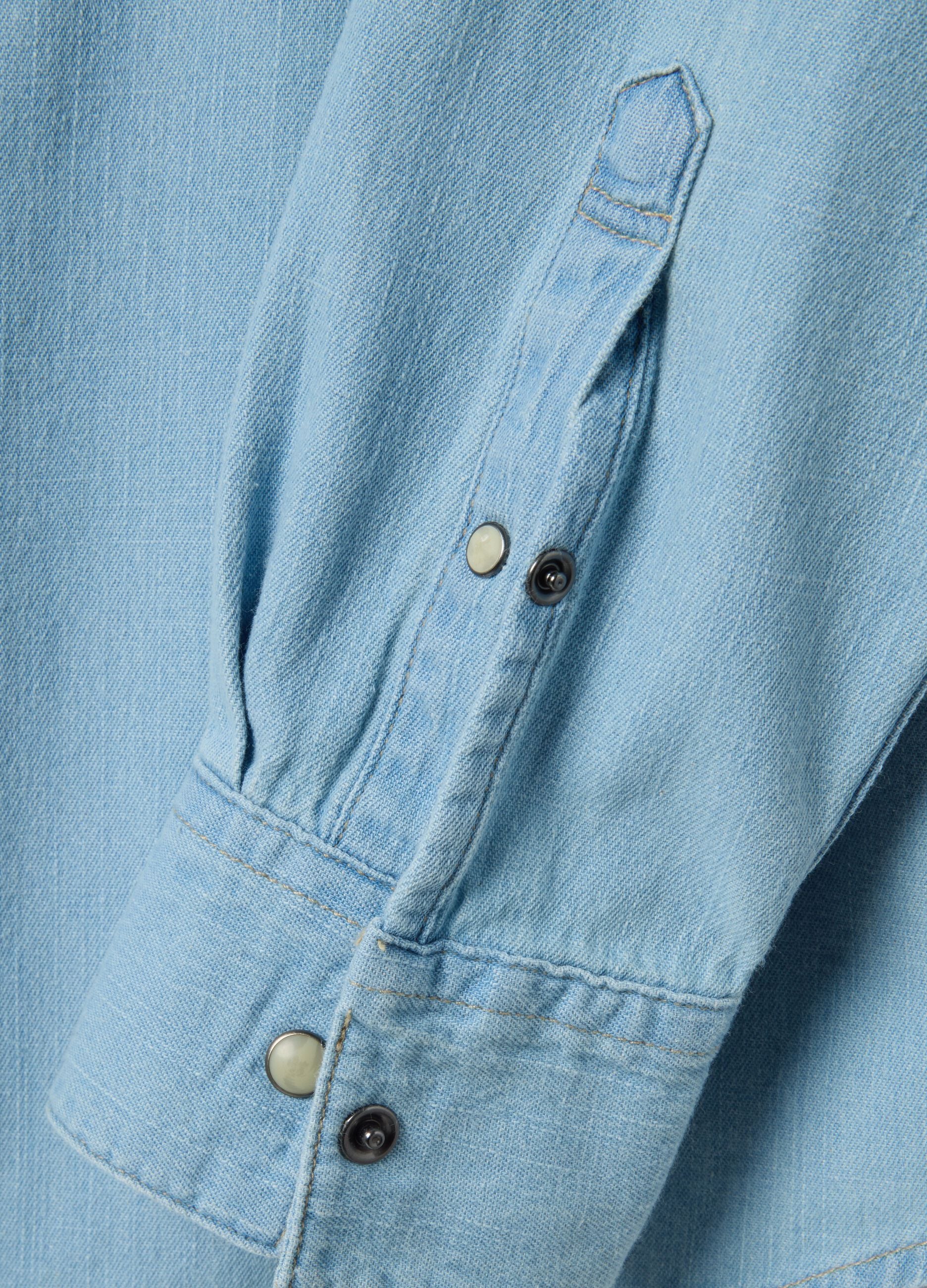 Light blue denim pure cotton shirt regular fit with pockets