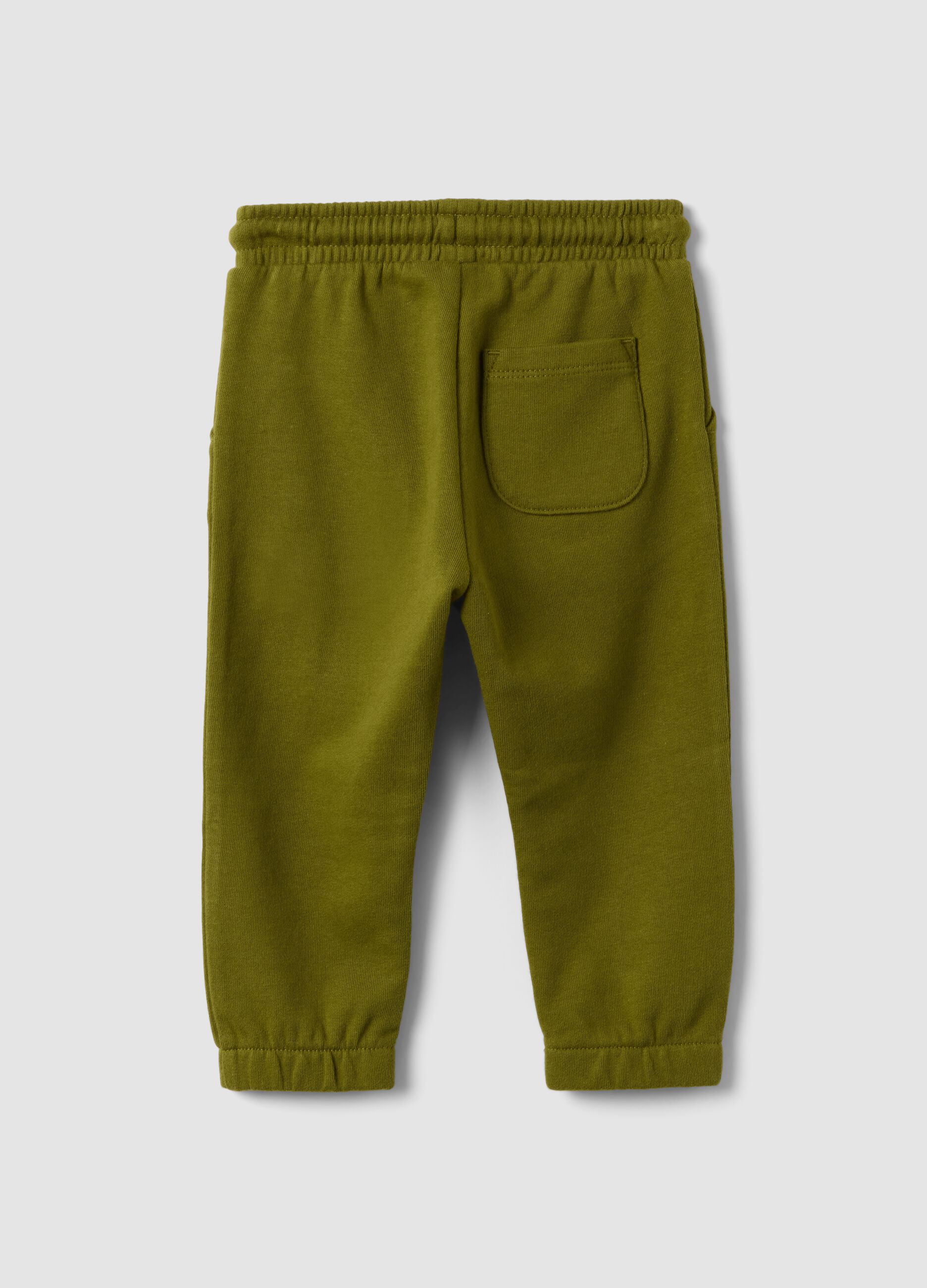 Green pure organic cotton joggers with drawstring for baby boy