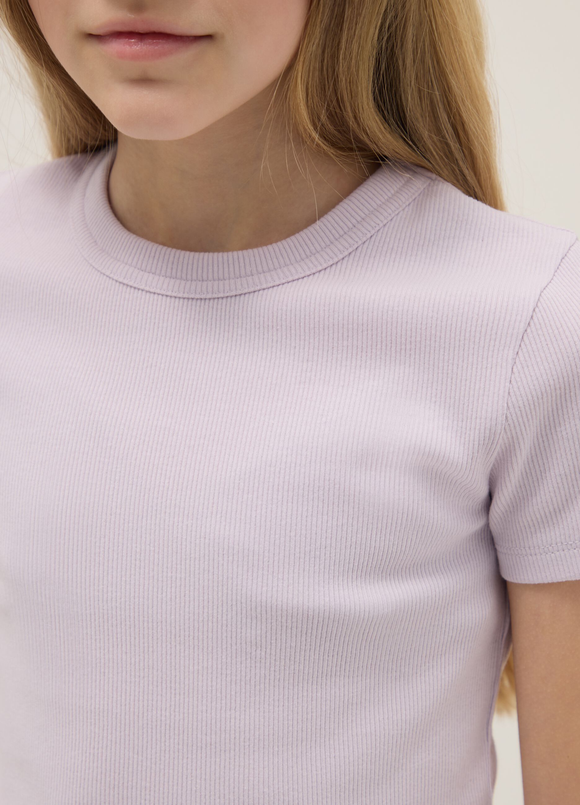 Purple stretch cotton fitted T-shirt for girls