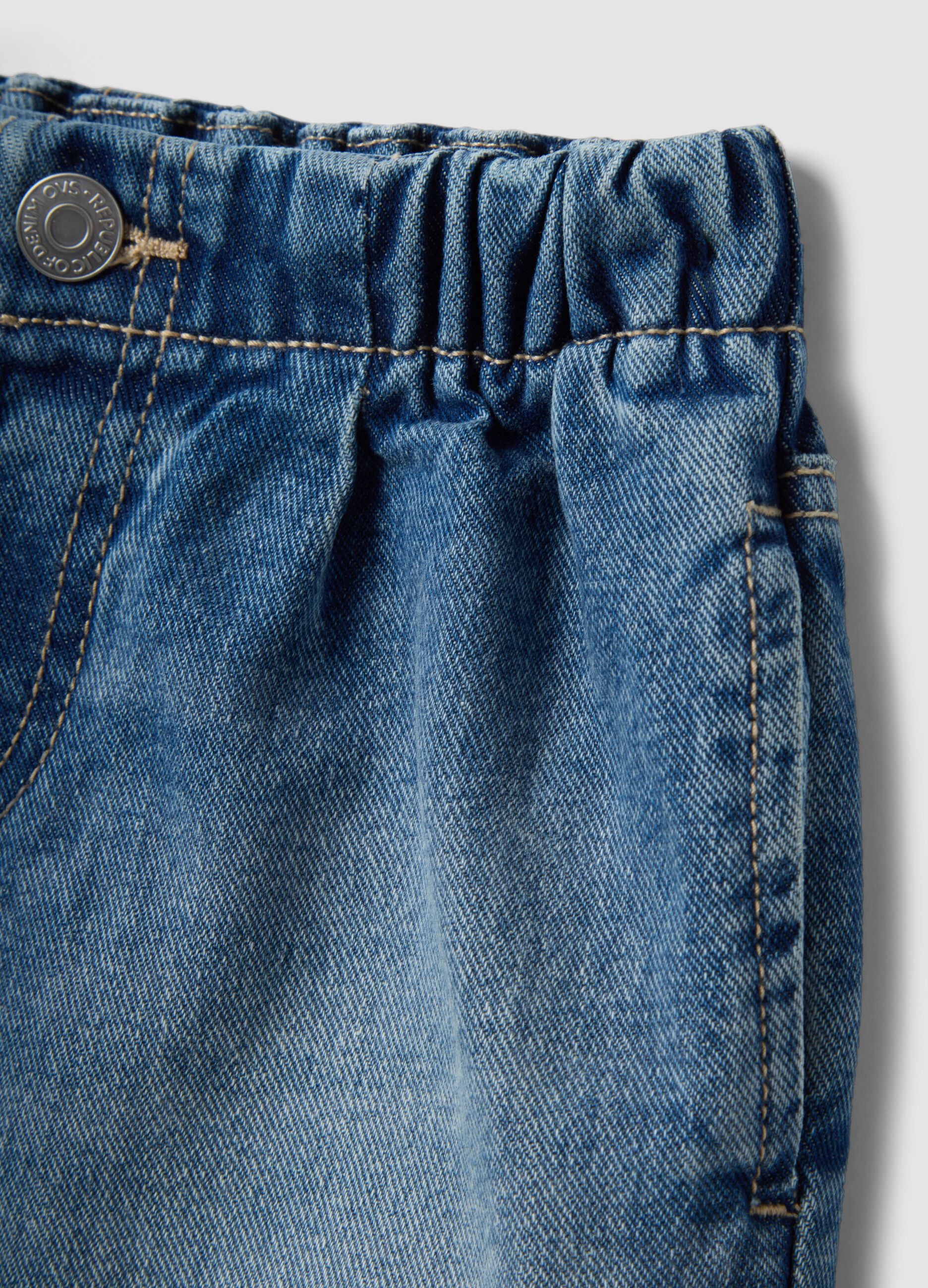 Girls&rsquo; blue denim shorts in pure cotton, regular fit