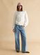 White pure cotton sweater with floral design regular fit_1